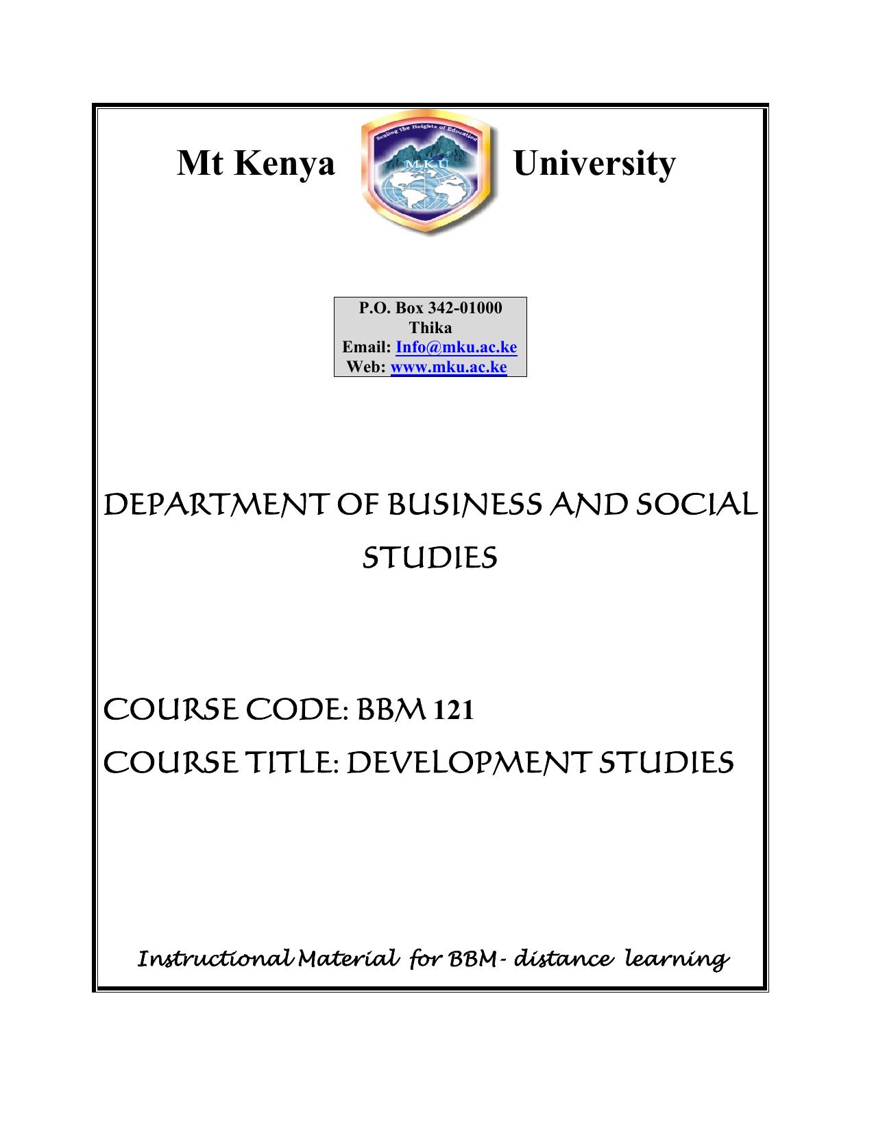 BBM Development Studies Module — page 1 of 76